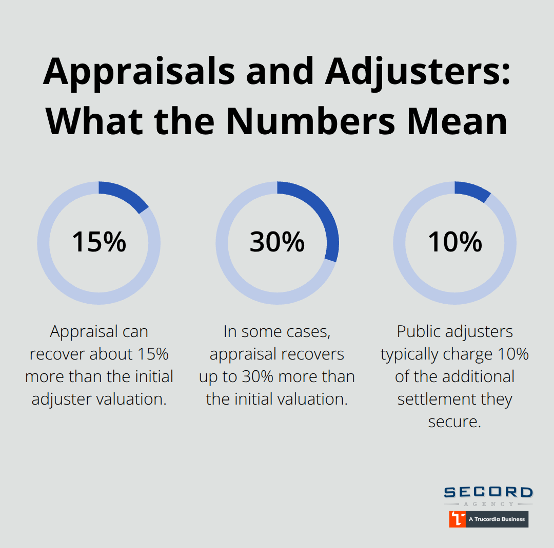Percent gains from appraisal compared to typical public adjuster fee in Washington claims - Homeowners claims process Washington