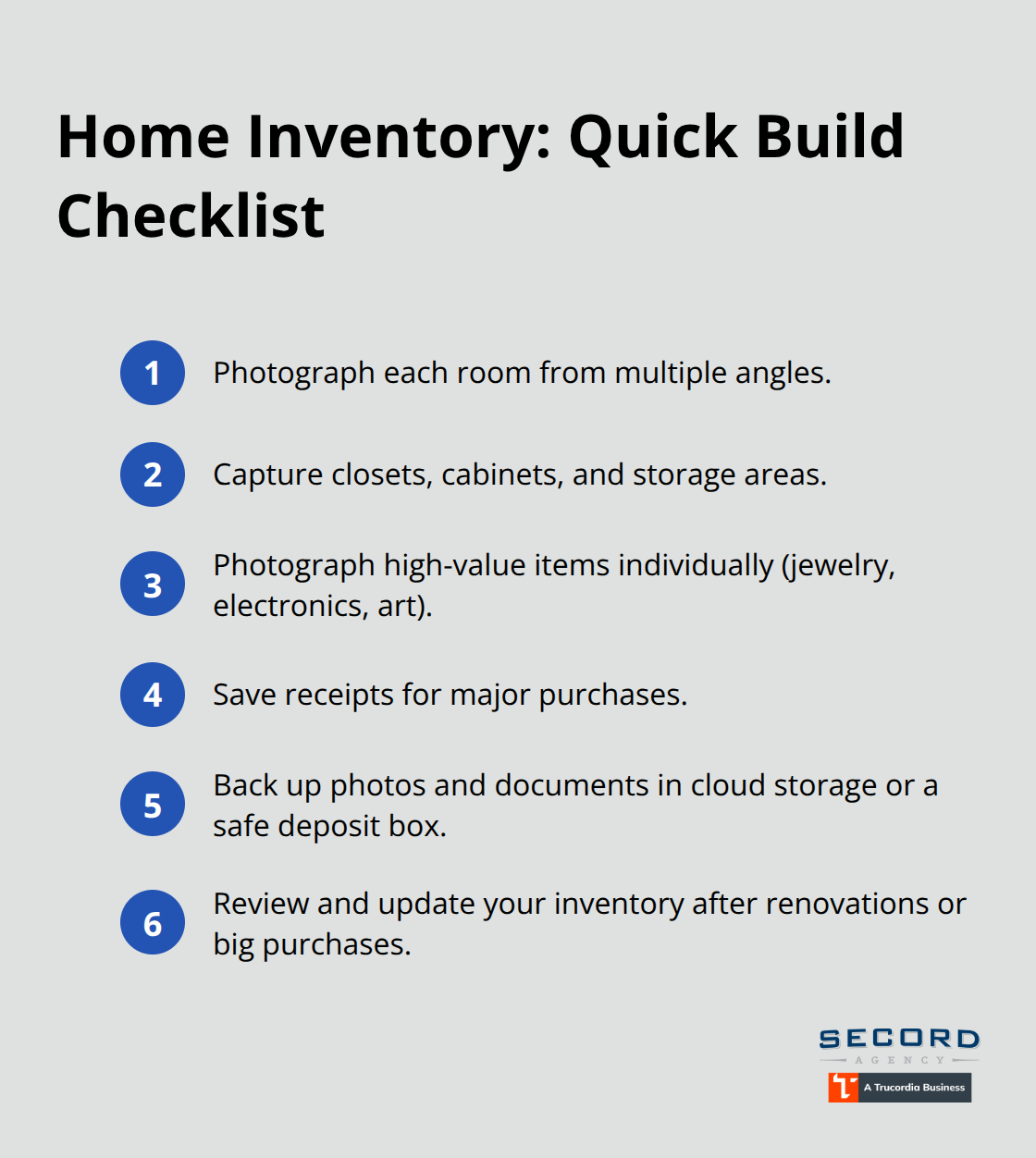 Compact checklist for creating a claim-ready home inventory