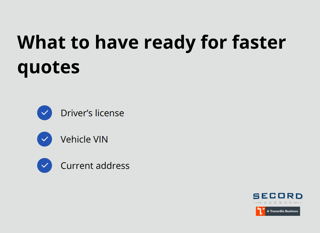 Checklist of information needed to collect car insurance quotes in Seattle - Seattle auto insurance options