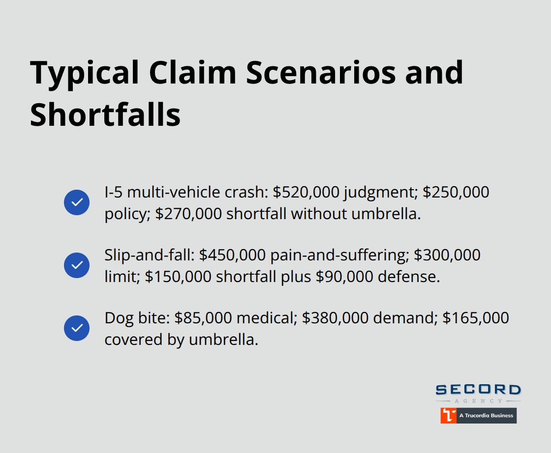 Examples of real-world liability claims in Seattle and how an umbrella policy fills the coverage gaps. - Seattle personal umbrella policy