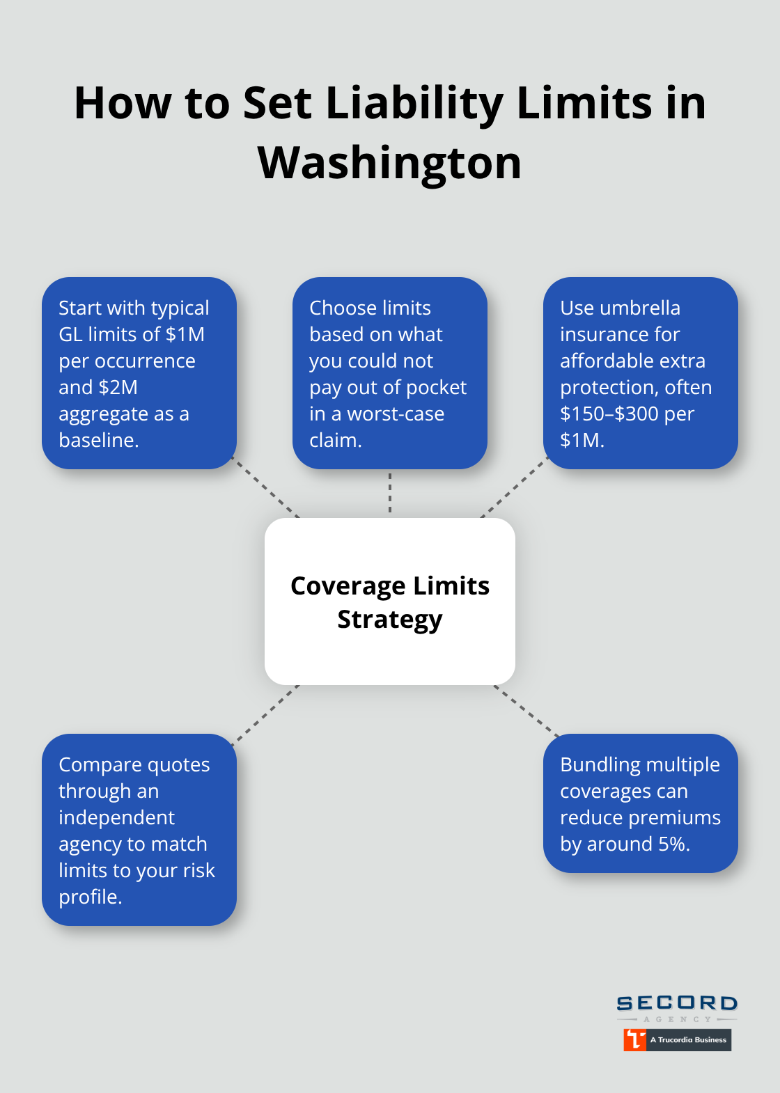 Hub-and-spoke diagram outlining a strategy for setting insurance limits and controlling costs.