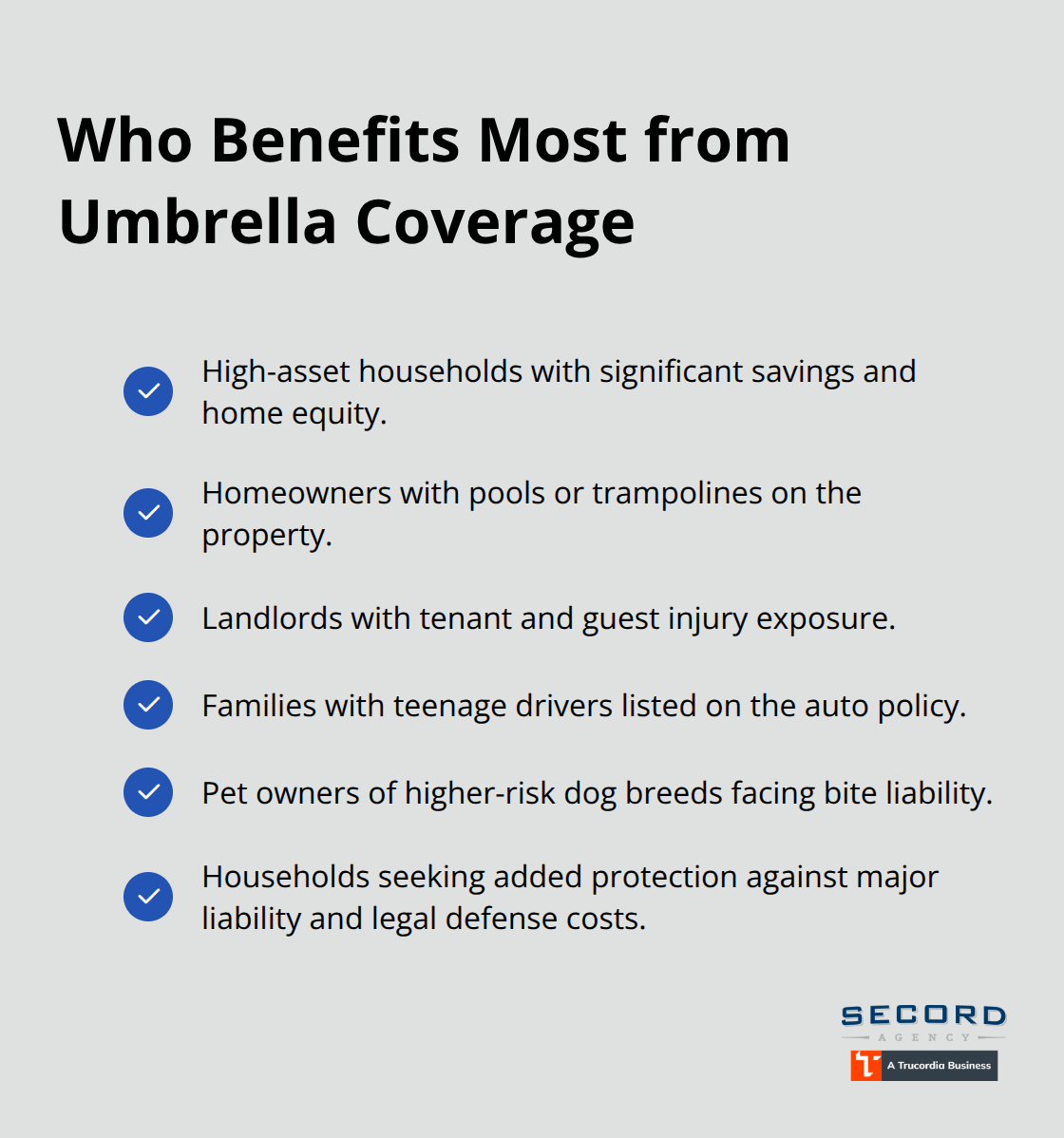 Household profiles in Washington that gain the most from umbrella insurance protection