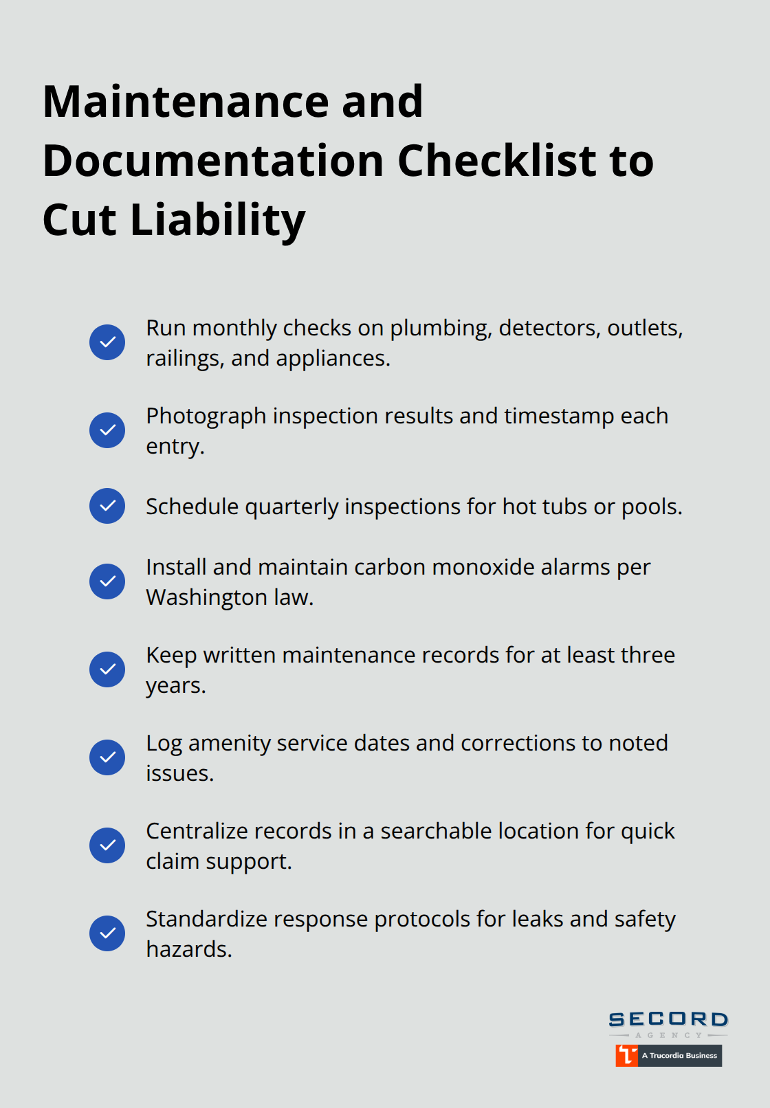 Actionable maintenance and record-keeping steps for Washington vacation rentals